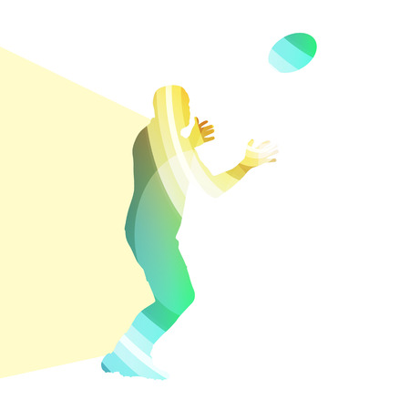 Rugby player man silhouette illustration vector background colorful concept made of transparent curved shapesのイラスト素材