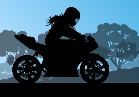 Motorcycle performance extreme stunt driver woman vector background conceptのイラスト素材