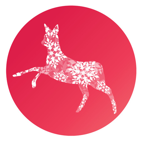 Doe young deer made of snowflakes winter concept abstract Happy New Year and Merry Christmas background vector for posterのイラスト素材