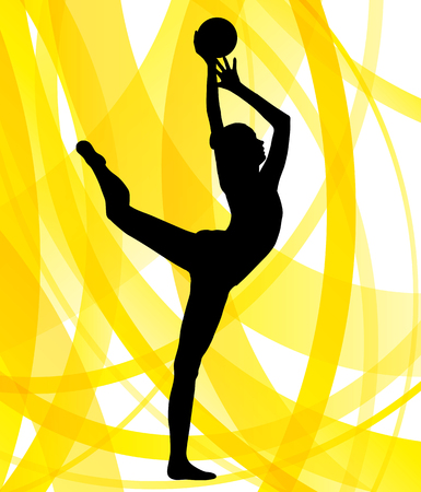 Rhythmic gymnast woman with ball vector abstract background conceptのイラスト素材