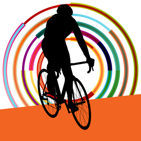 Cyclist in action vector abstract background illustration colorful winner conceptのイラスト素材