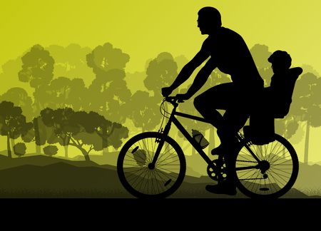 Cycling cyclist bike family silhouette athlete vector background winner concept detailed illustrationのイラスト素材