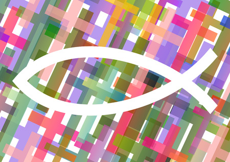 Christian fish Jesus symbol abstract vector background concept illustrationのイラスト素材