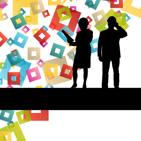 Construction engineer worker people silhouettes in active industrial business abstract background illustration vectorのイラスト素材