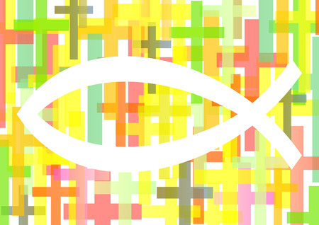 Christian fish Jesus symbol abstract vector background concept illustrationのイラスト素材
