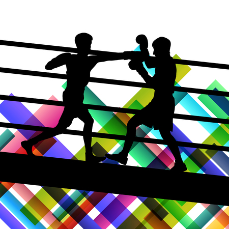 Boxing young and active men in abstract vector sport concept background illustrationのイラスト素材