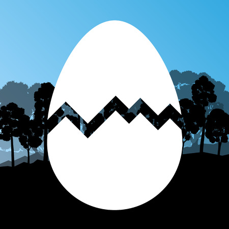 Easter egg forest nature trees wildlife idea concept vector illustration abstract spring color backgroundのイラスト素材
