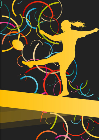 Rugby players young active women healthy sport silhouettes vector background illustrationのイラスト素材