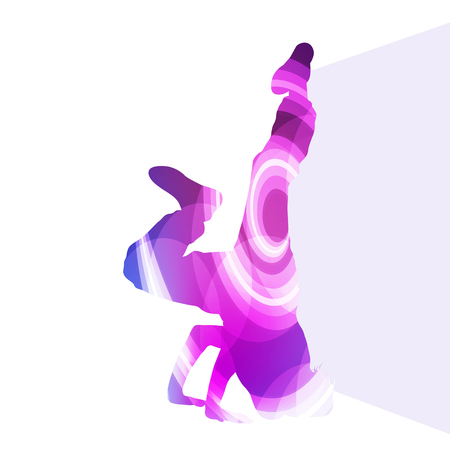 Street dancer young active and healthy people sport silhouette vector background illustrationのイラスト素材