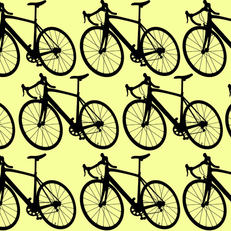 Bicycle vintage retro pattern background concept yellow illustrationのイラスト素材