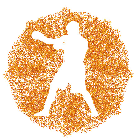 Boxer boxing vector silhouette background illustration concept made of fragmentsのイラスト素材