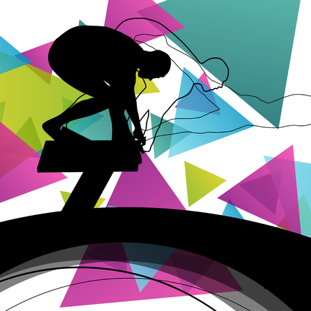 Swimming people fit and active healthy silhouettes isolated sport color abstract shape background illustrationのイラスト素材