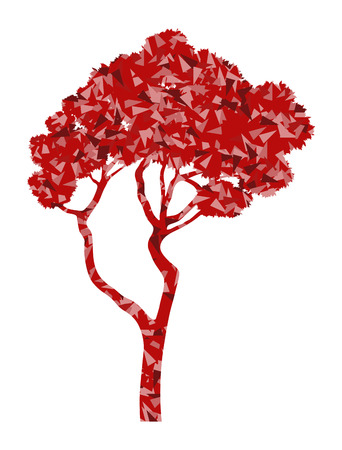 Tree stylized autumn eco symbol concept made of fragmentsのイラスト素材