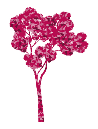 Sakura tree in full bloom stylized eco symbol concept made of fragmentsのイラスト素材