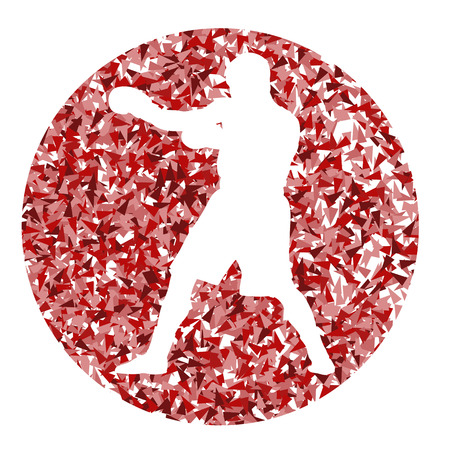 Boxer boxing vector silhouette background illustration concept made of fragmentsのイラスト素材