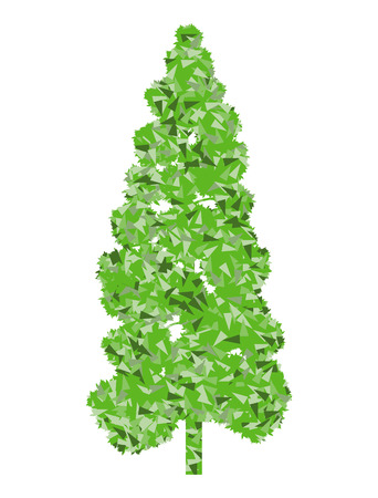 Tree stylized green spring and summer eco symbol concept made of fragmentsのイラスト素材