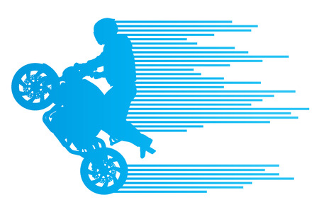 Motorbike rider vector background trick stunt illustration concept made of stripesのイラスト素材