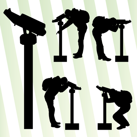 Tourist attraction coin operated binoculars tower viewer vector backgroundのイラスト素材