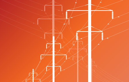 High voltage power line grid vector backgroundのイラスト素材