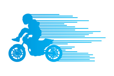 Motorbike rider vector background trick stunt illustration concept made of stripesのイラスト素材