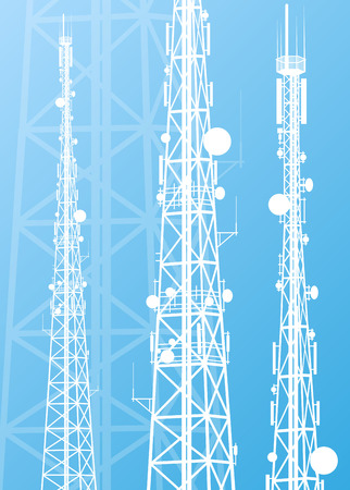Communication transmission tower radio signal phone antenna vectorのイラスト素材