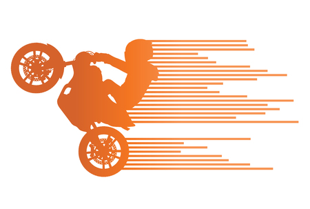 Motorbike rider vector background trick stunt illustration concept made of stripesのイラスト素材