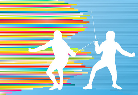 Fencing man duel abstract lines vector background concept illustrationのイラスト素材