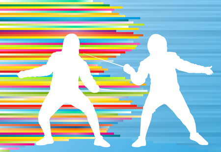Fencing man duel abstract lines vector background concept illustrationのイラスト素材