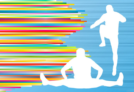 Athletic exercise man stretching warm up vector background conceptのイラスト素材