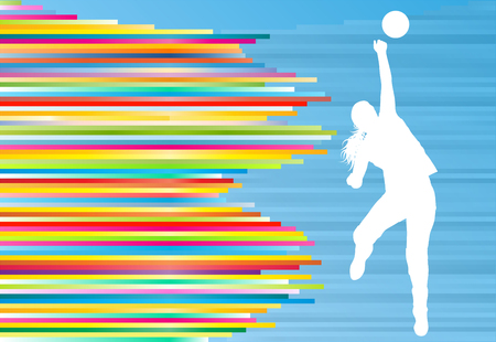 Volleyball player woman silhouette abstract vector background illustrationのイラスト素材