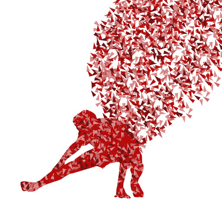 Athletic exercise man stretching warm up vector background concept made with fragmentsのイラスト素材