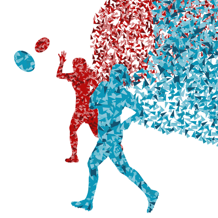 Rugby woman player active sport silhouette abstract background vector illustration made with fragmentsのイラスト素材