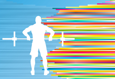 Man powerlifting barbell crossfit gym vector abstract backgroundのイラスト素材