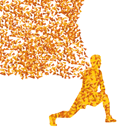 Athletic exercise man stretching warm up vector background concept made with fragmentsのイラスト素材