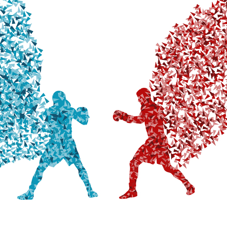 Professional boxer man fight match vector abstract background made of fragmentsのイラスト素材