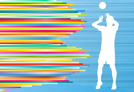 Volleyball player man silhouette abstract vector background illustrationのイラスト素材