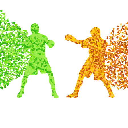 Professional boxer man fight match vector abstract background made of fragmentsのイラスト素材