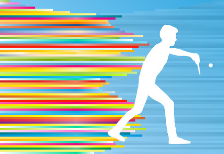 Table tennis player game vector abstract background illustration with colorful lines on blueのイラスト素材