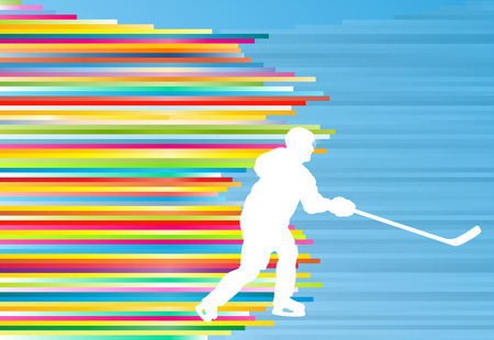 Hockey player abstract vector background illustration with colorful stripes on blueのイラスト素材