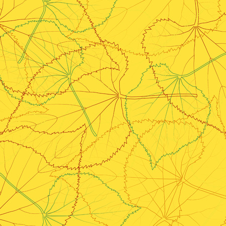 Leaves transparent background vintage illustration abstract vector with outlines and leaf veins structureのイラスト素材