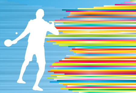 Table tennis player game vector abstract background illustration with colorful lines on blueのイラスト素材