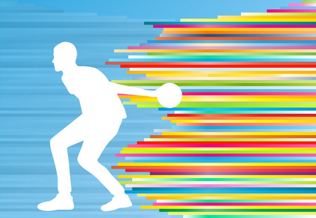 Bowler background bowling vector abstract illustration with colorful stripes on blueのイラスト素材