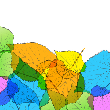 Leaves autumn colorful modern background vector abstract illustration card with white copy spaceのイラスト素材