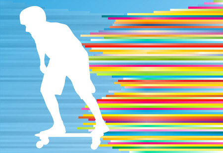 Skateboarding vector background abstract illustration with colorful stripes on blueのイラスト素材