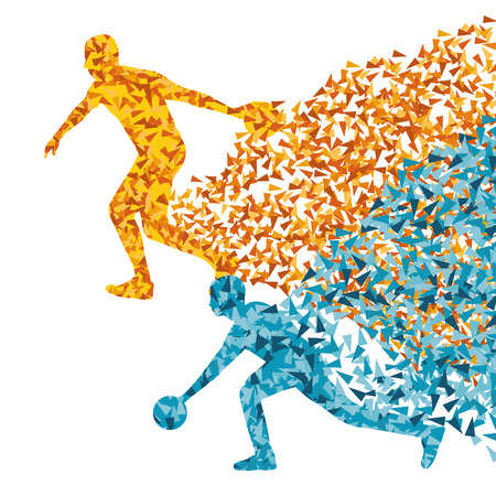 Bowler background bowling vector abstract illustration made with fragments isolated on whiteのイラスト素材