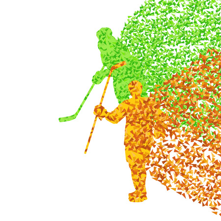Hockey player abstract vector background illustration concept made of fragments isolated on whiteのイラスト素材
