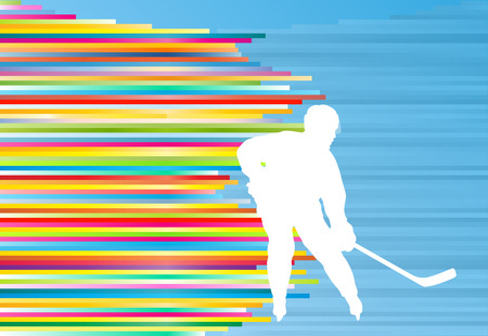 Hockey player abstract vector background illustration with colorful stripes on blueのイラスト素材
