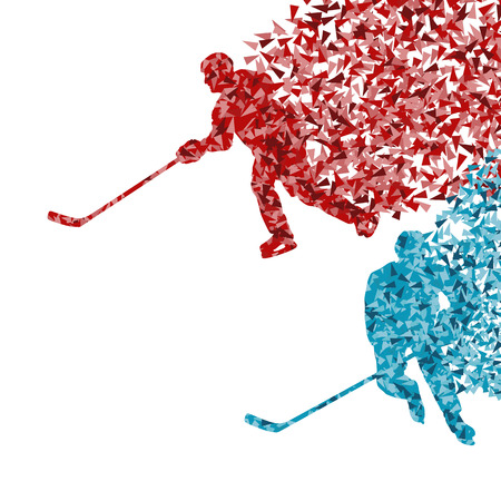Hockey player abstract vector background illustration concept made of fragments isolated on whiteのイラスト素材