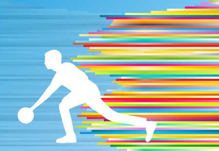 Bowler background bowling vector abstract illustration with colorful stripes on blueのイラスト素材