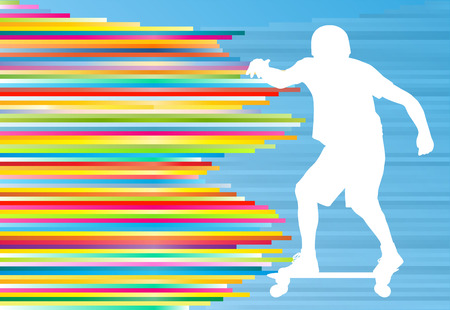 Skateboarding vector background abstract illustration with colorful stripes on blueのイラスト素材
